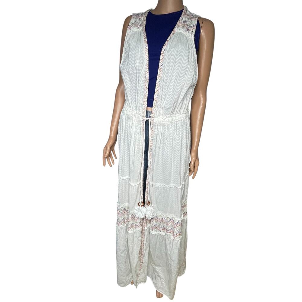 Ramy Brook Paloma Chevron Coverup dress Long embroidered white - Picture 2 of 11